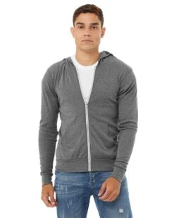 Bella+Canvas 3939 - Triblend Unisex Lightweight Hooded Full-Zip T-Shirt -Wordans Shop 112230 big
