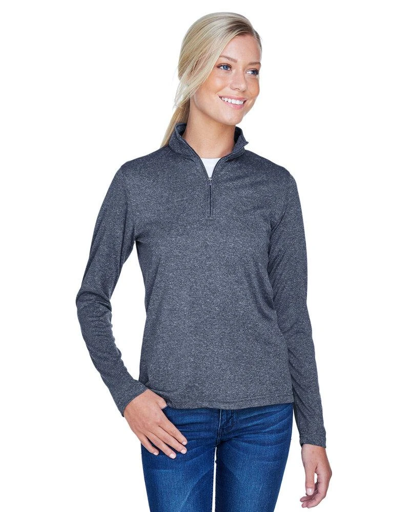 UltraClub 8618W - Ladies Cool & Dry Heathered Performance Quarter-Zip 4 UltraClub 8618W - Ladies Cool & Dry Heathered Performance Quarter-Zip - Image 4