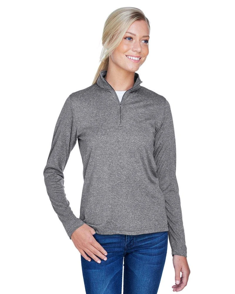 UltraClub 8618W - Ladies Cool & Dry Heathered Performance Quarter-Zip 1 UltraClub 8618W - Ladies Cool & Dry Heathered Performance Quarter-Zip
