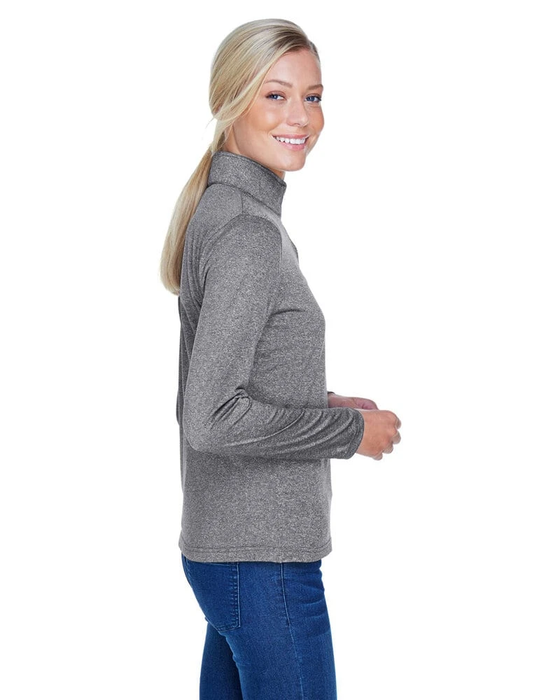 UltraClub 8618W - Ladies Cool & Dry Heathered Performance Quarter-Zip 2 UltraClub 8618W - Ladies Cool & Dry Heathered Performance Quarter-Zip - Image 2