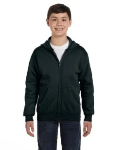 Hanes P480 - Youth 7.8 Oz. EcoSmart® 50/50 Full-Zip Hooded Sweatshirt