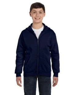 Hanes P480 - Youth 7.8 Oz. EcoSmart® 50/50 Full-Zip Hooded Sweatshirt -Wordans Shop 1243143 big