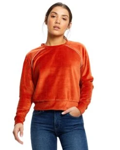 US Blanks US538 - Ladies Velour Long Sleeve Crop T-Shirt -Wordans Shop 1243215 big