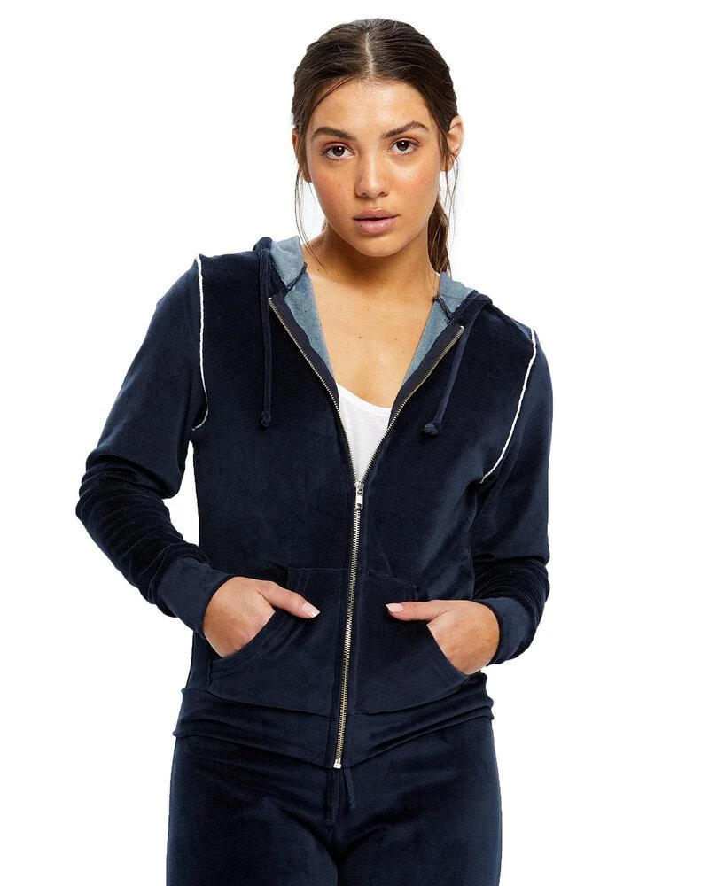 US Blanks US565 - Ladies Velour Full-Zip Hoodie 2 US Blanks US565 - Ladies Velour Full-Zip Hoodie - Image 2
