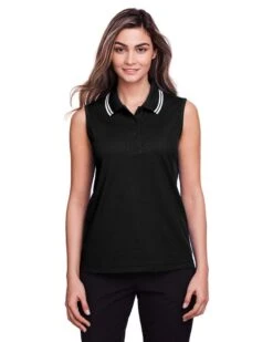 Devon & Jones DG20SW - Ladies CrownLux Performance Plaited Tipped Sleeveless Polo -Wordans Shop 1244354 big