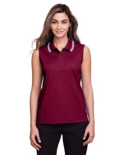 Devon & Jones DG20SW - Ladies CrownLux Performance Plaited Tipped Sleeveless Polo -Wordans Shop 1244355 big