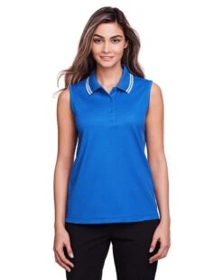 Devon & Jones DG20SW - Ladies CrownLux Performance Plaited Tipped Sleeveless Polo -Wordans Shop 1244356 big