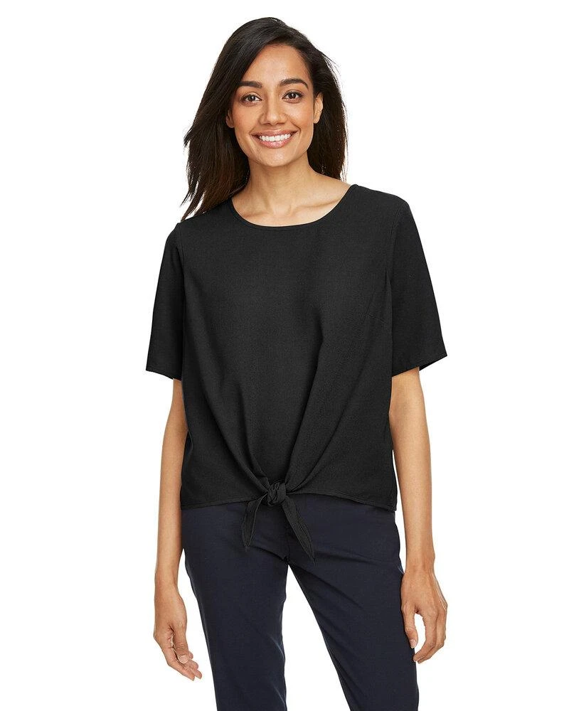 Devon & Jones DP617W - Ladies Perfect Fit Tie-Front Blouse 1 Devon & Jones DP617W - Ladies Perfect Fit Tie-Front Blouse