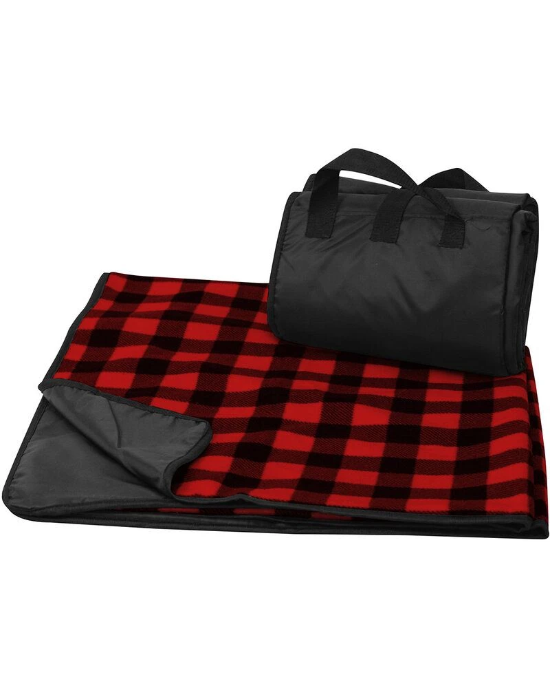 Liberty Bags 8702 - Fleece/Nylon Plaid Picnic Blanket 2 Liberty Bags 8702 - Fleece/Nylon Plaid Picnic Blanket - Image 2