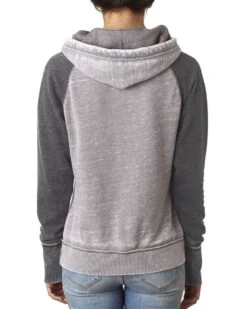 J. America JA8926 - Ladies Zen Contrast Pullover Hooded Sweatshirt -Wordans Shop 1261655 back big