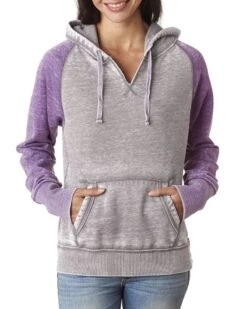 J. America JA8926 - Ladies Zen Contrast Pullover Hooded Sweatshirt -Wordans Shop 1261657 big
