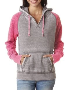 J. America JA8926 - Ladies Zen Contrast Pullover Hooded Sweatshirt -Wordans Shop 1261658 big