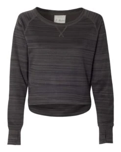 J. America JA8663 - Ladies Odyssey Striped Poly Fleece Hi-Lo Crew
