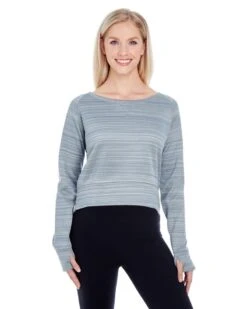 J. America JA8663 - Ladies Odyssey Striped Poly Fleece Hi-Lo Crew -Wordans Shop 1261903 big