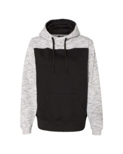 J. America JA8676 - Adult Melange Color Blocked Hooded Sweatshirt