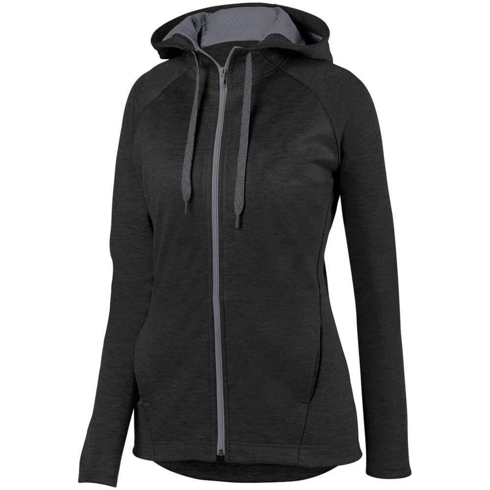 Augusta Sportswear 5558 - Ladies Zoe Tonal Heather Full Zip Hoodie 2 Augusta Sportswear 5558 - Ladies Zoe Tonal Heather Full Zip Hoodie - Image 2
